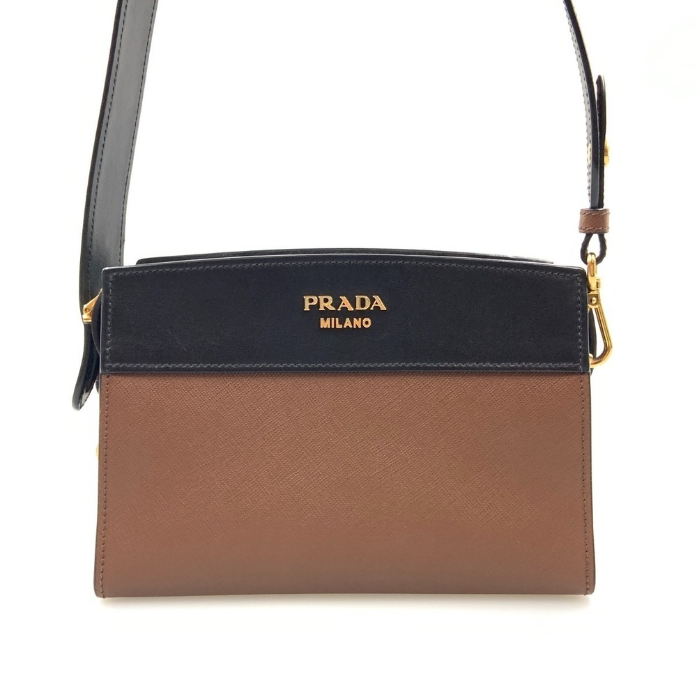 PRADA Esplanade Bag Shoulder Black Brown